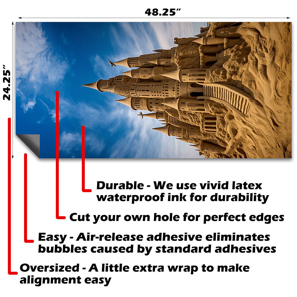 Sand Castles - Cornhole Board Wrap - Set of 2