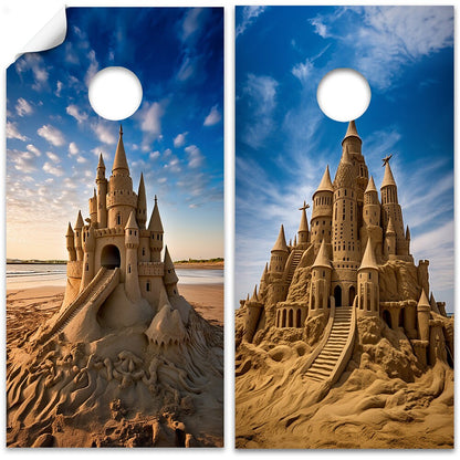 Sand Castles - Cornhole Board Wrap - Set of 2