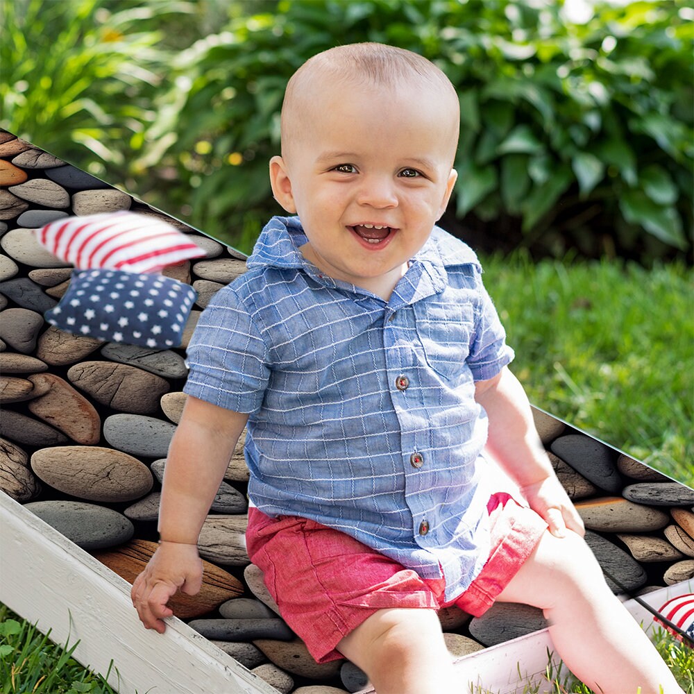 Beach Stones - Cornhole Board Wrap - Set of 2