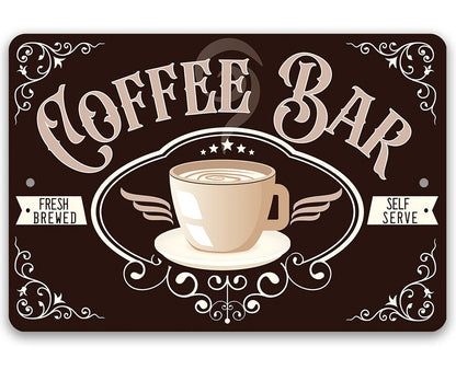 Coffee Bar Fresh Brewed - Metal Sign