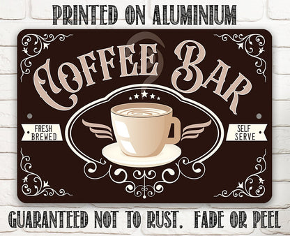 Coffee Bar Fresh Brewed - Metal Sign