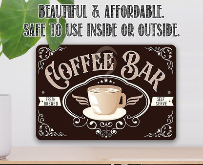 Coffee Bar Fresh Brewed - Metal Sign