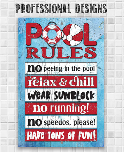 Pool Rules - Metal Sign