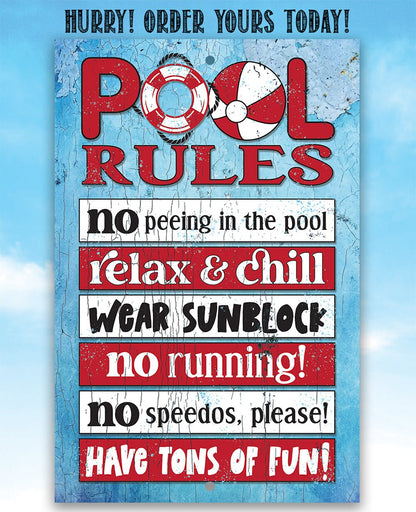 Pool Rules - Metal Sign