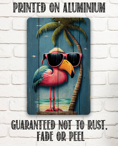 Life's a Beach Flamingo - Metal Sign