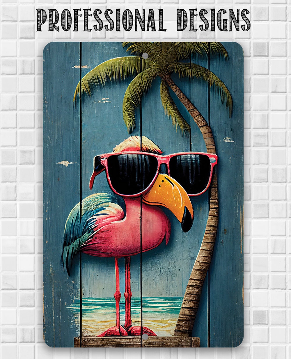 Life's a Beach Flamingo - Metal Sign