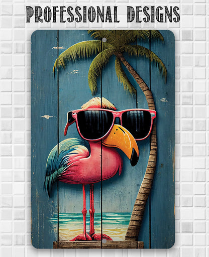 Life's a Beach Flamingo - Metal Sign