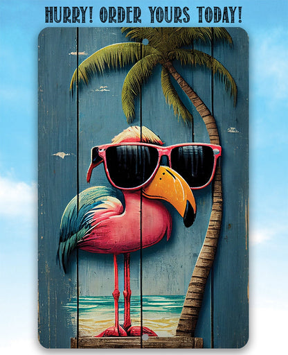 Life's a Beach Flamingo - Metal Sign