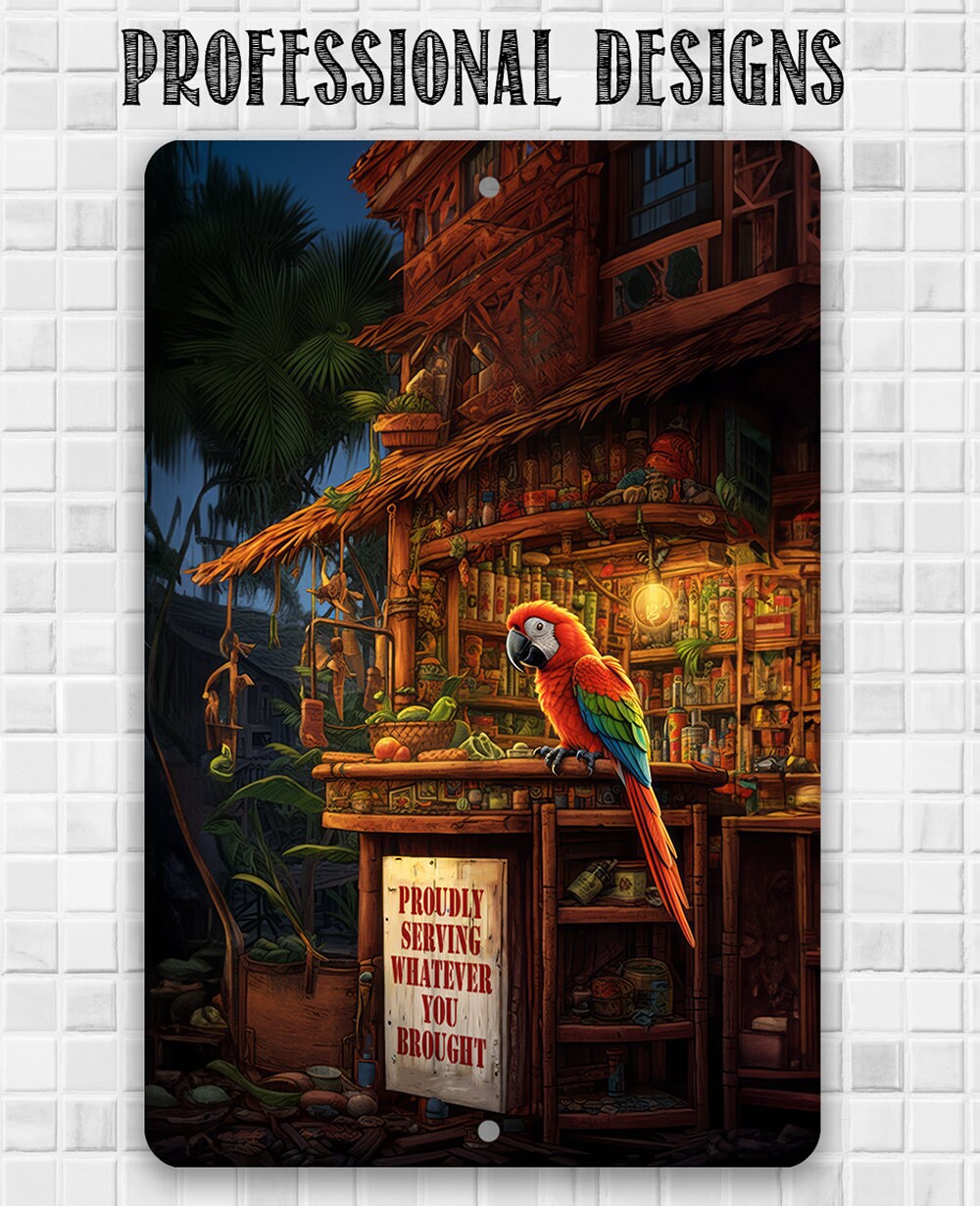Tiki Parrot Bars - Metal Sign