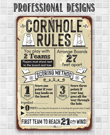 Cornhole Rules - Metal Sign