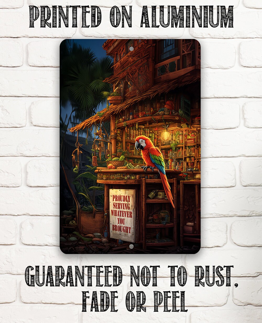 Tiki Parrot Bars - Metal Sign