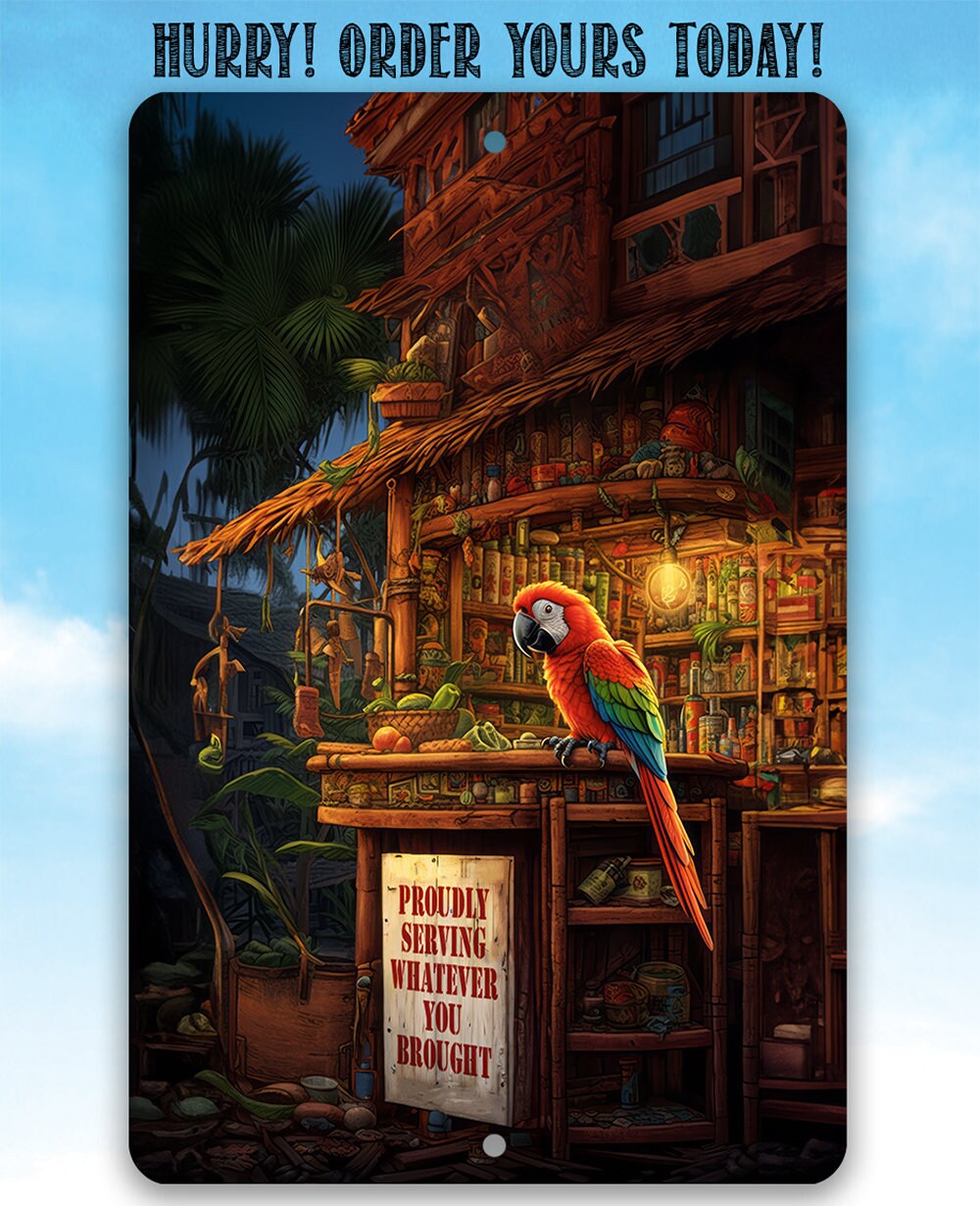Tiki Parrot Bars - Metal Sign