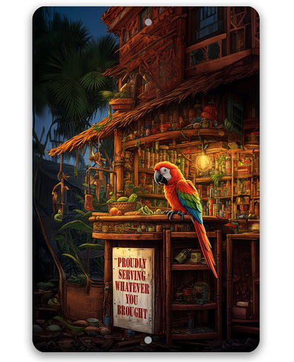 Tiki Parrot Bars - Metal Sign