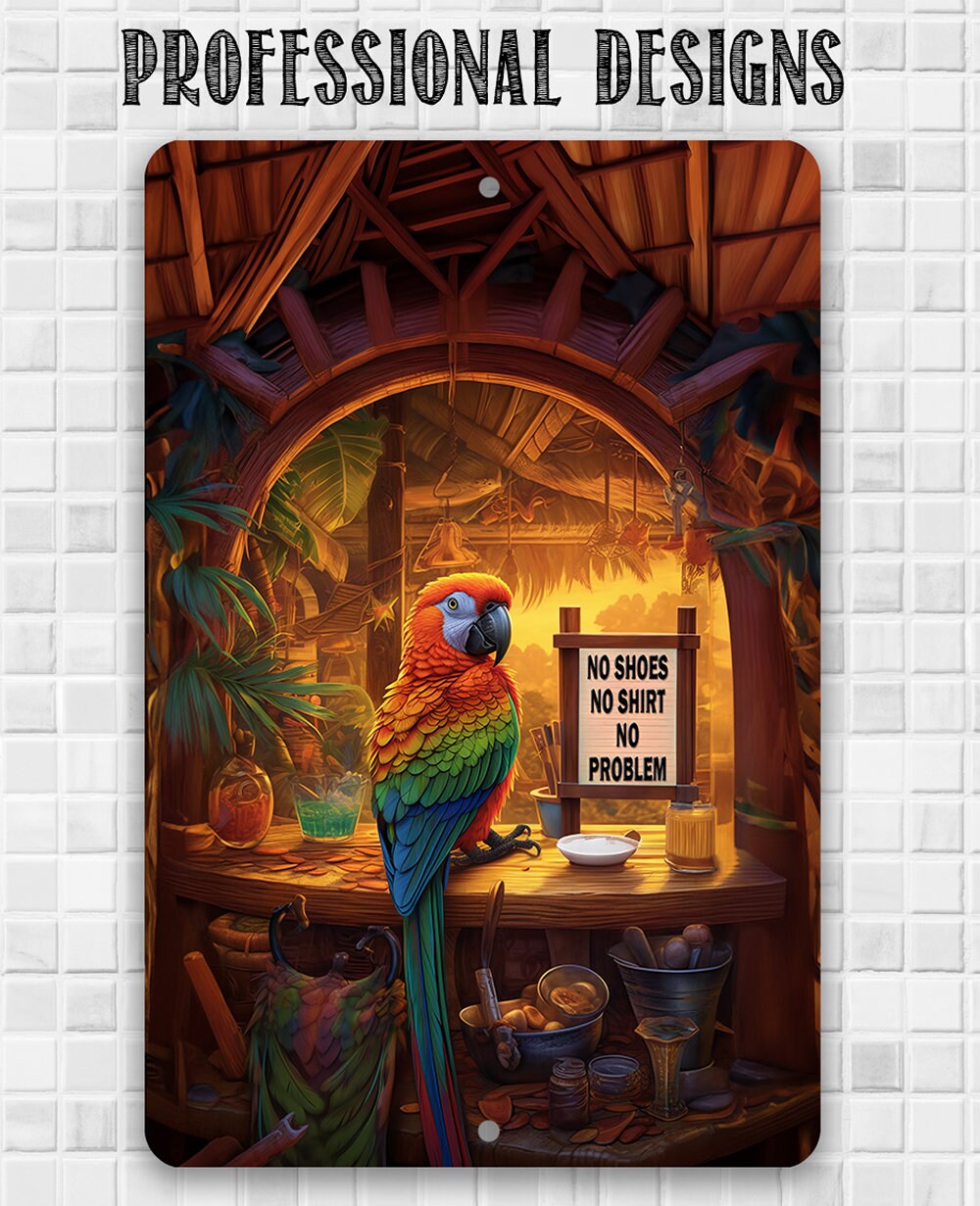 Tiki Bars Parrot - Metal Sign