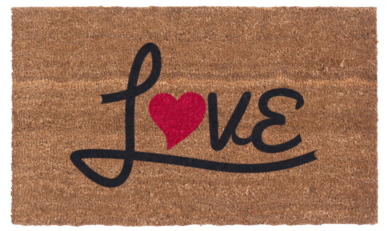 Love Heart Red & Black Vinyl Coir Doormat
