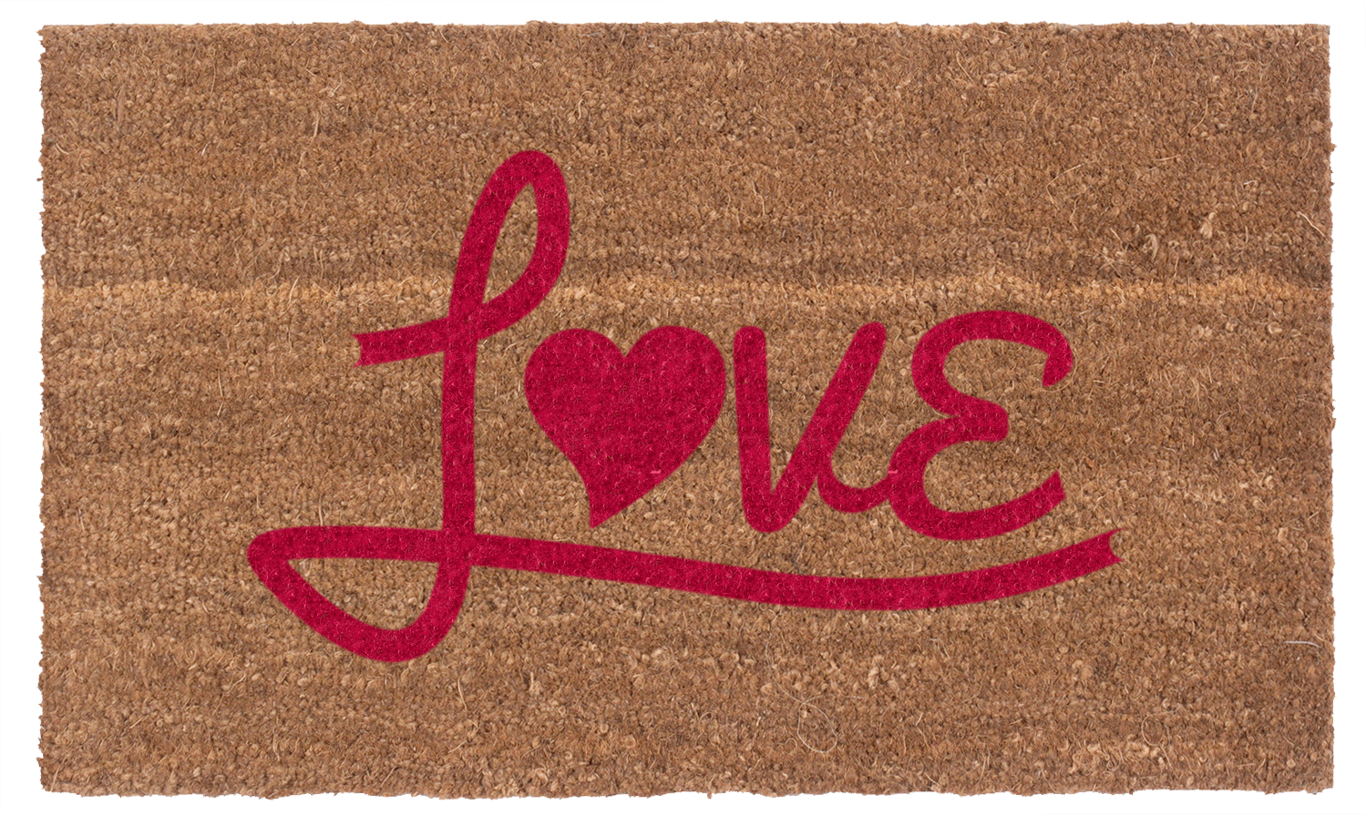 Love Heart Coco Red Vinyl Coir Doormat