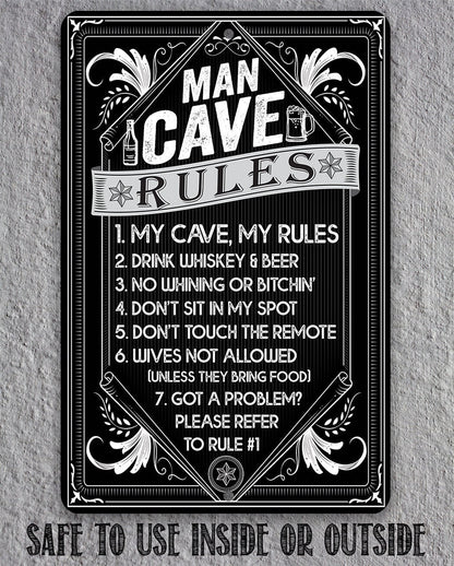 Man Cave Rules - Metal Sign