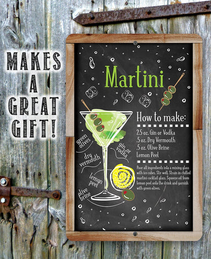 Martini Bar Recipe - Metal Sign