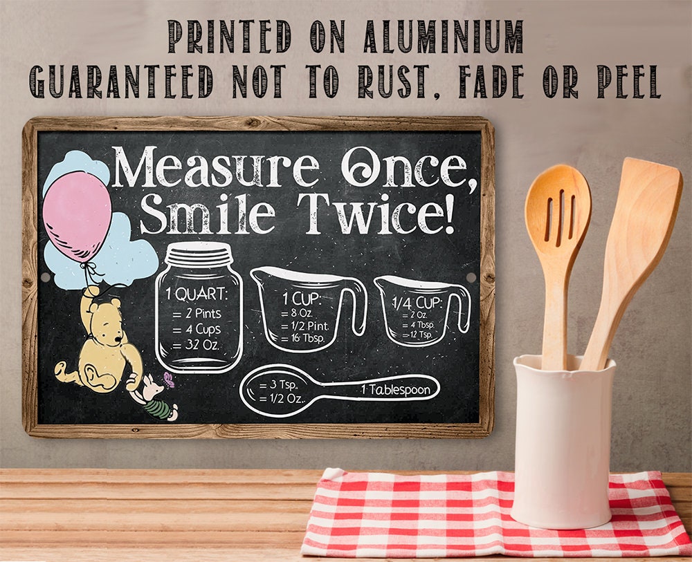 Measure Once, Smile Twice - Chalkboard Style - Metal Sign