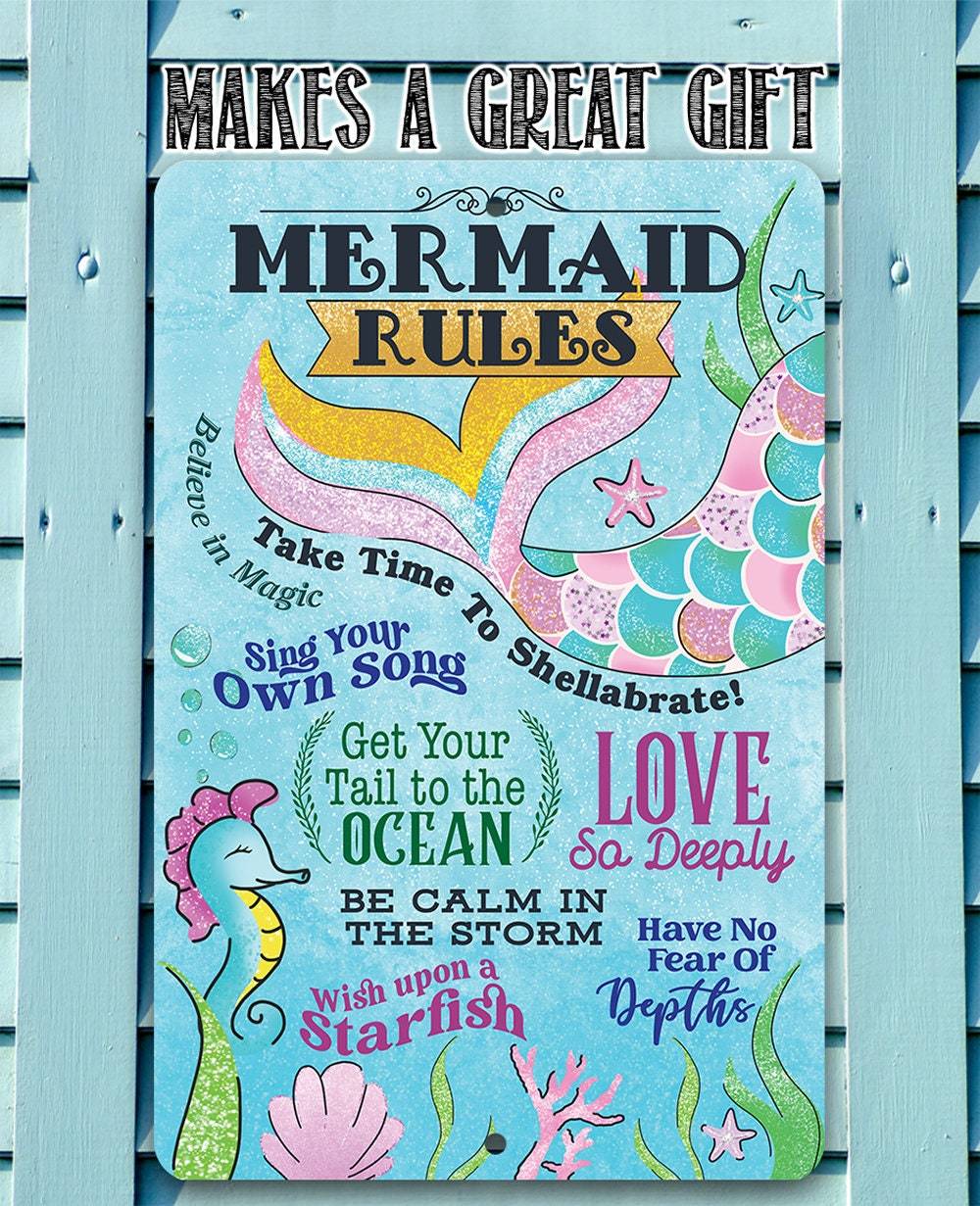 Mermaid Rules - Metal Sign