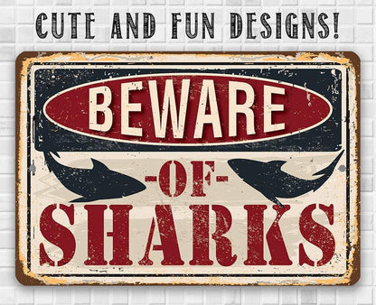 Beware of Sharks - Metal Sign