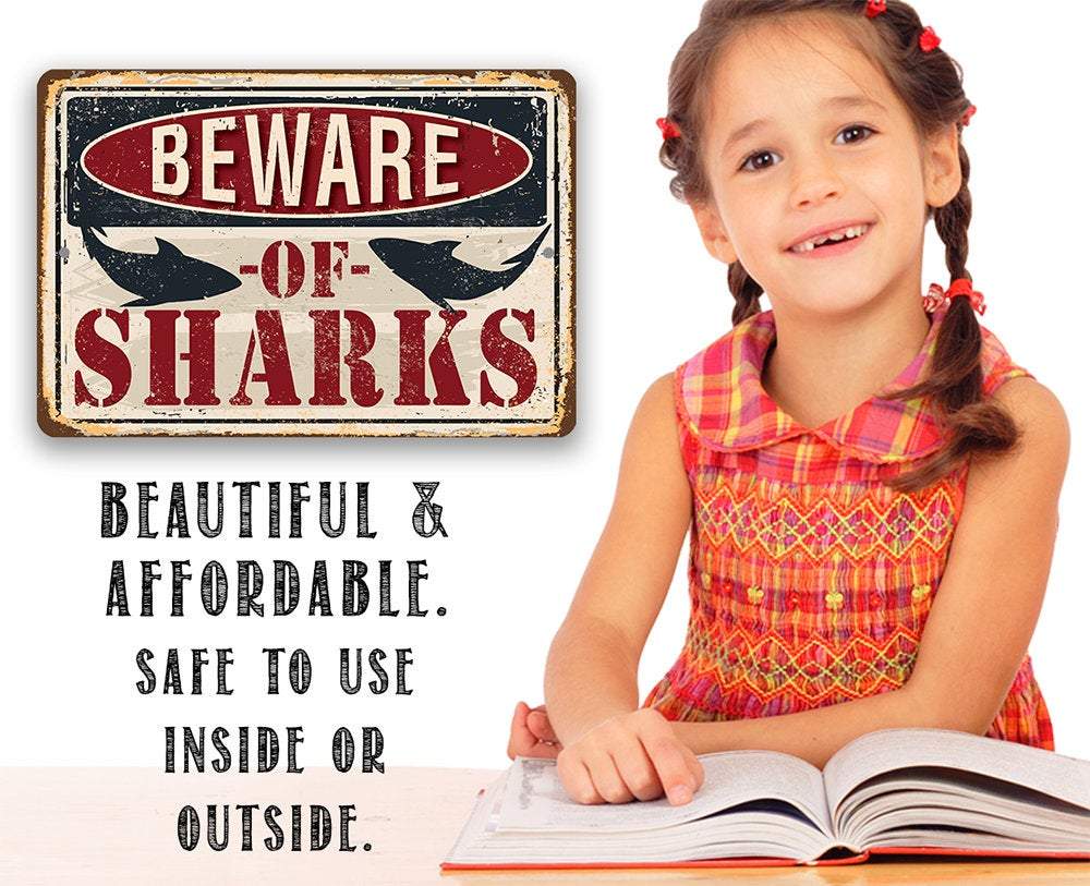Beware of Sharks - Metal Sign