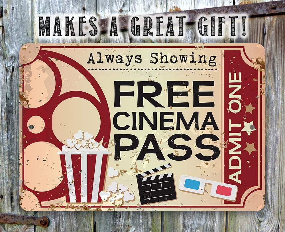 Free Cinema Pass - Metal Sign
