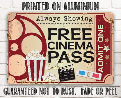 Free Cinema Pass - Metal Sign