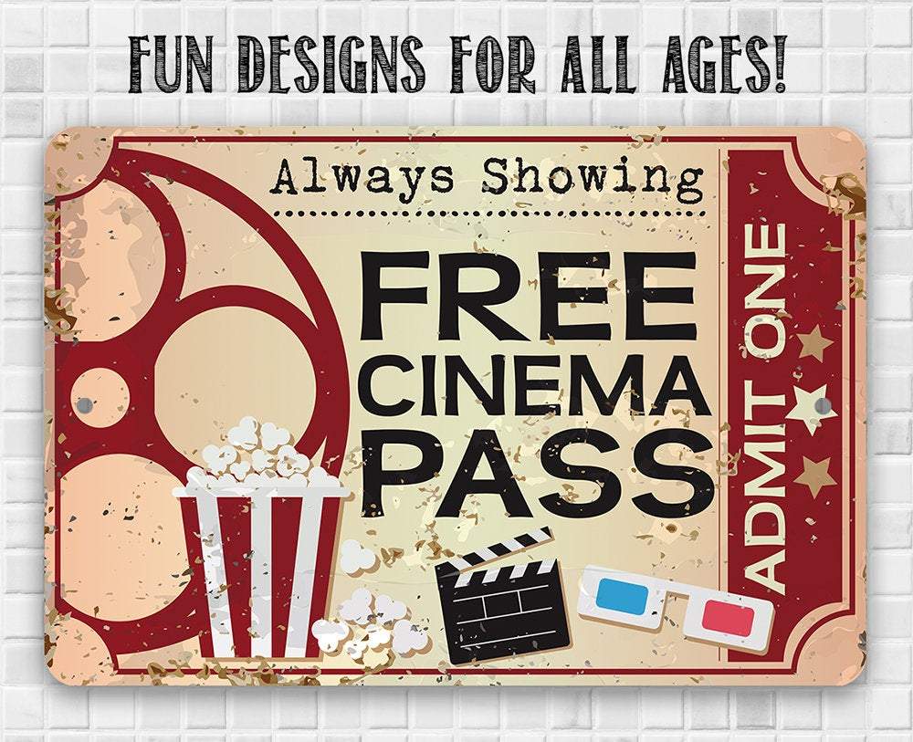 Free Cinema Pass - Metal Sign