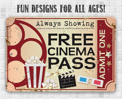 Free Cinema Pass - Metal Sign