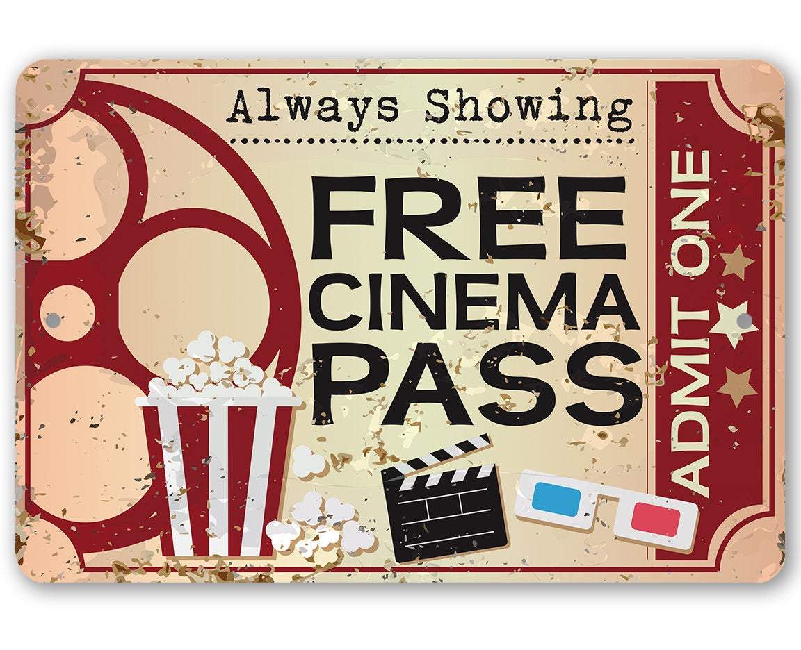 Free Cinema Pass - Metal Sign