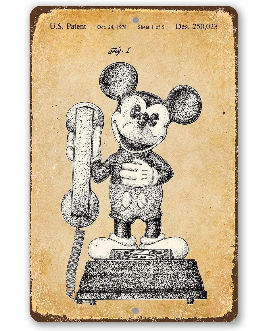 Mickey Mouse Phone - Metal Sign