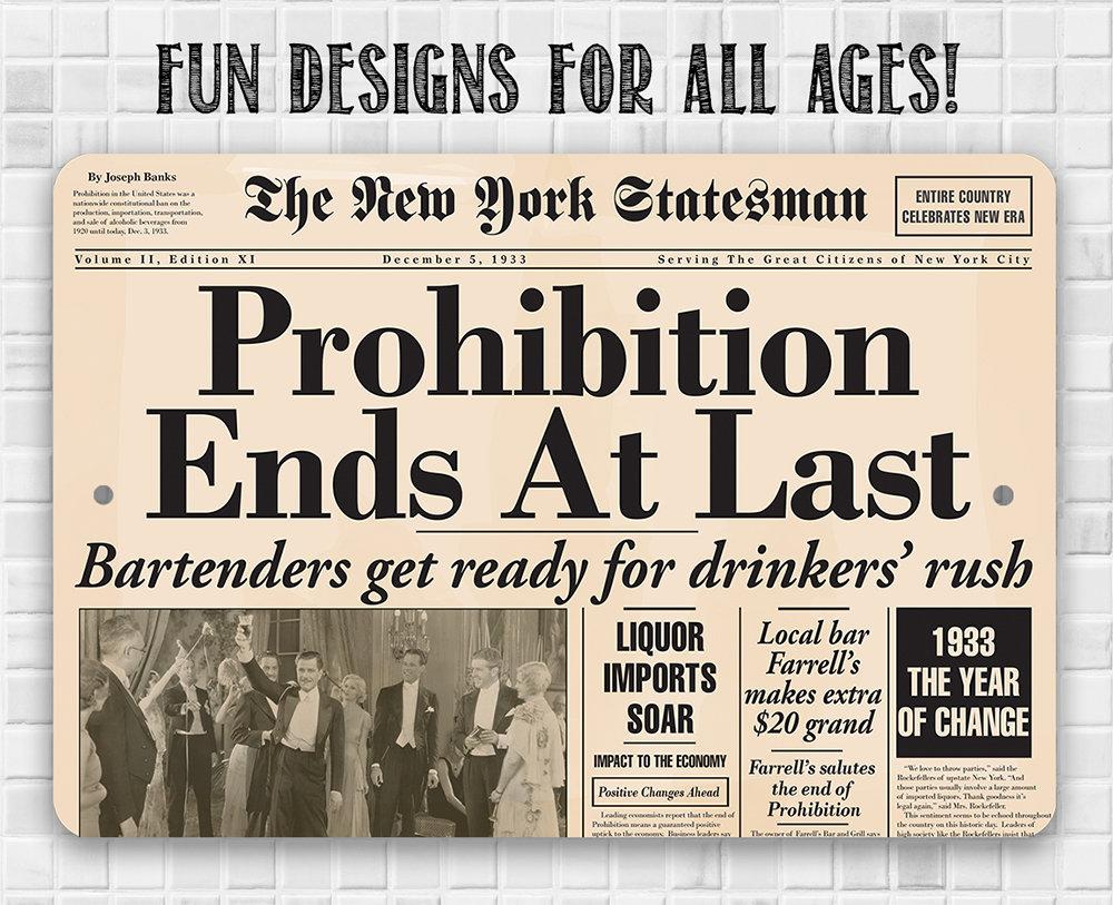 Prohibition Ends At Last - Metal Sign