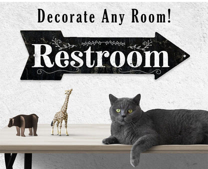 Restroom Wood - Directional Arrow - Metal Sign
