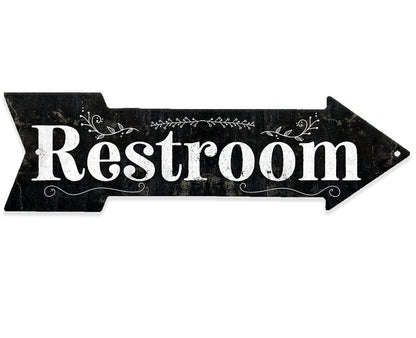 Restroom Wood - Directional Arrow - Metal Sign