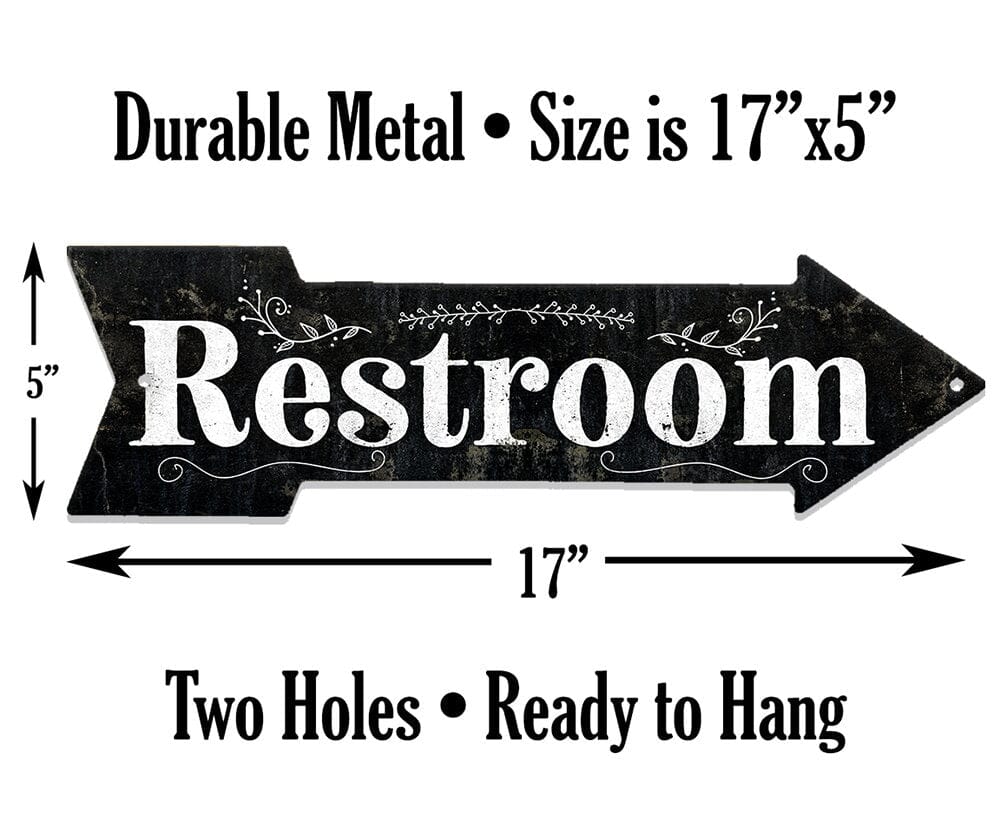 Restroom Wood - Directional Arrow - Metal Sign