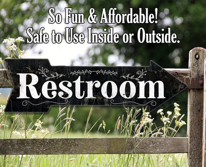 Restroom Wood - Directional Arrow - Metal Sign