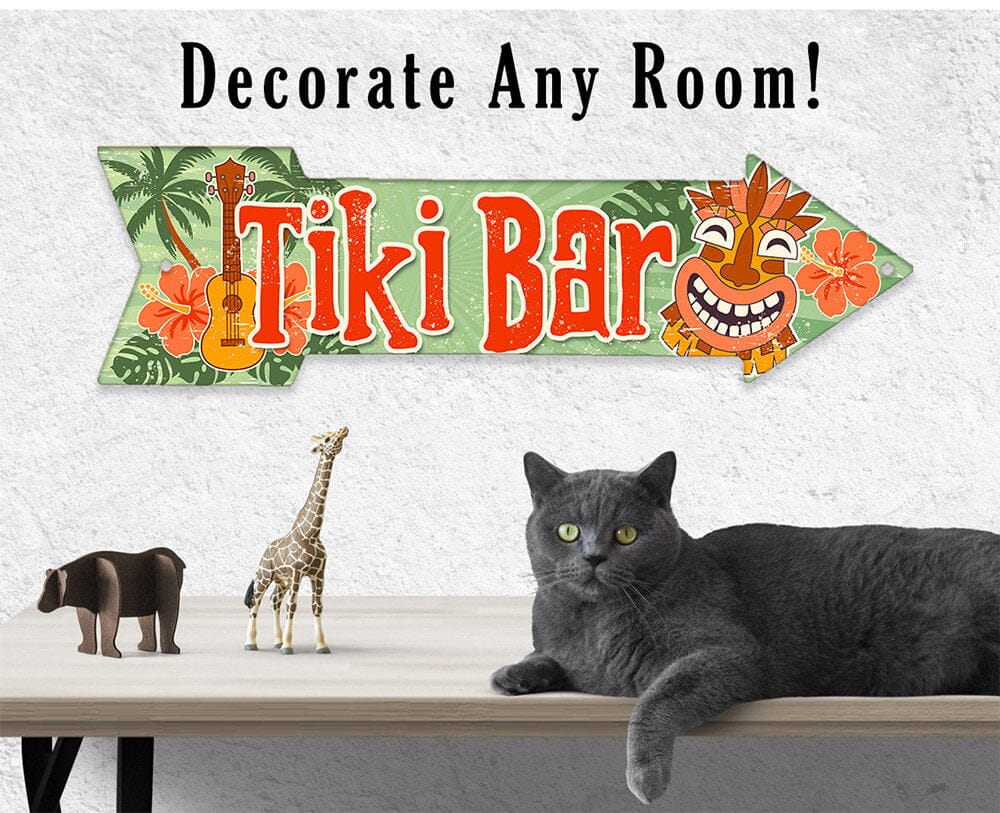 Tiki Bar - Directional Arrow - Metal Sign