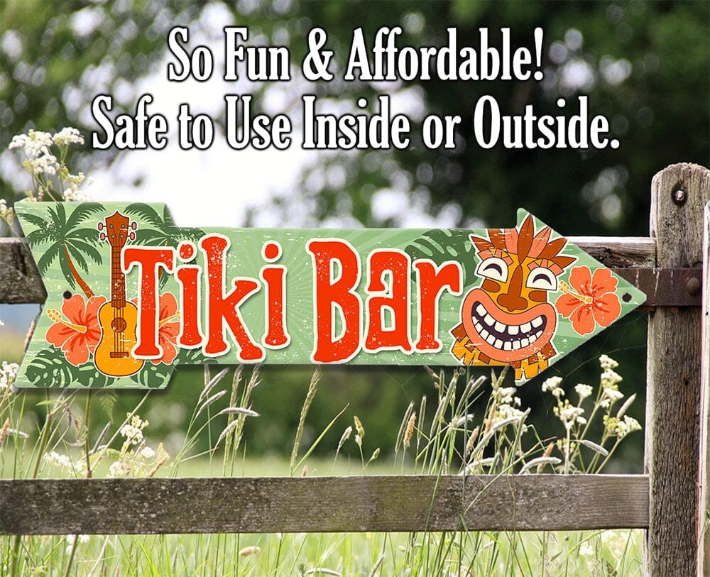 Tiki Bar - Directional Arrow - Metal Sign