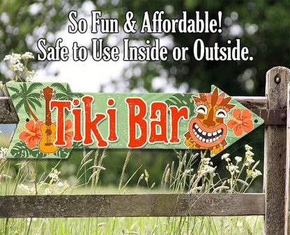 Tiki Bar - Directional Arrow - Metal Sign