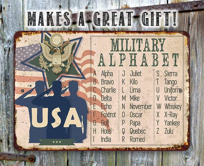 USA Military Alphabet - Metal Sign