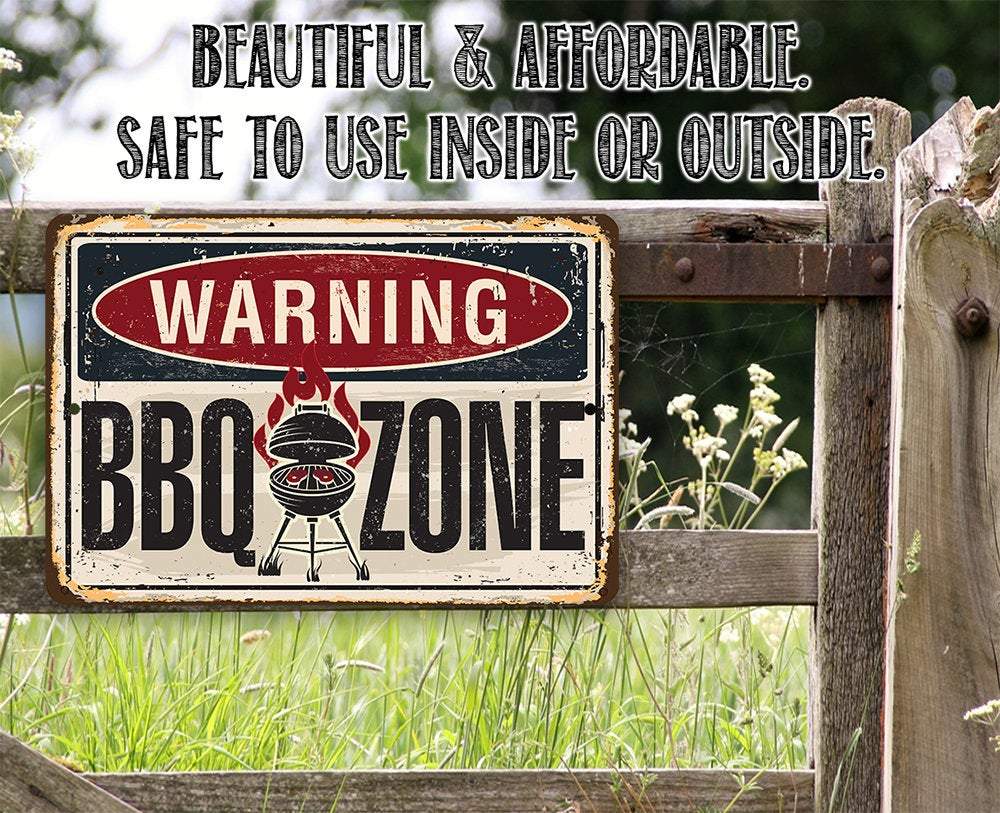 Warning BBQ Zone - Metal Sign