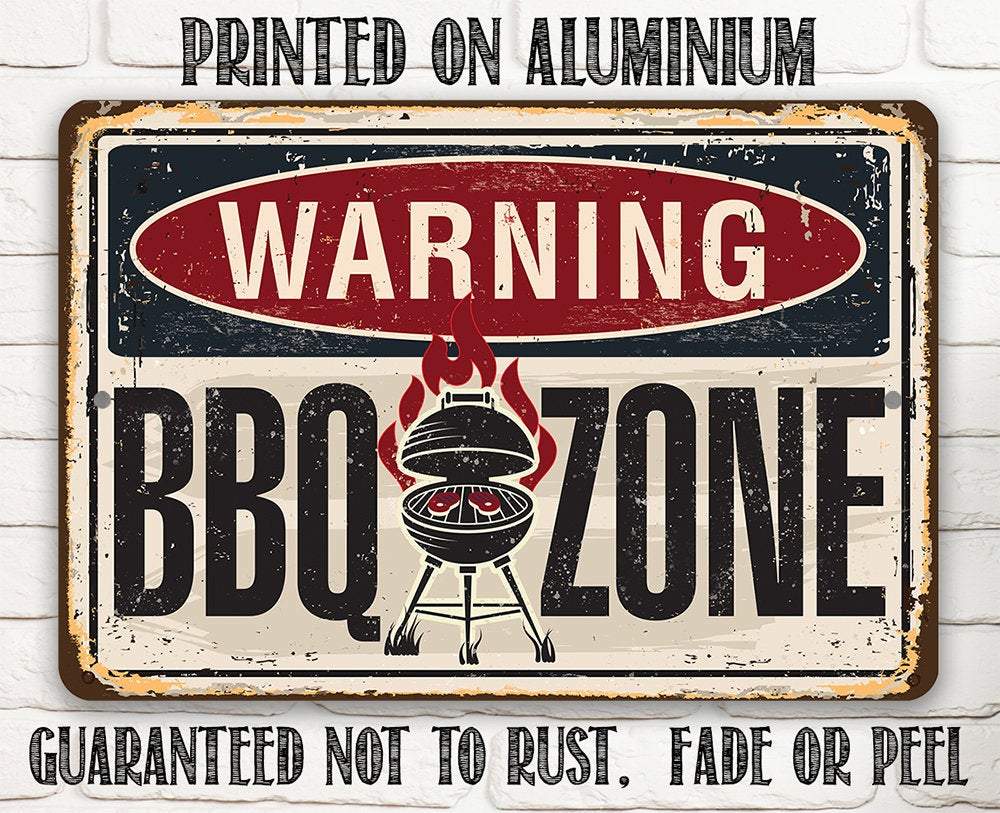Warning BBQ Zone - Metal Sign