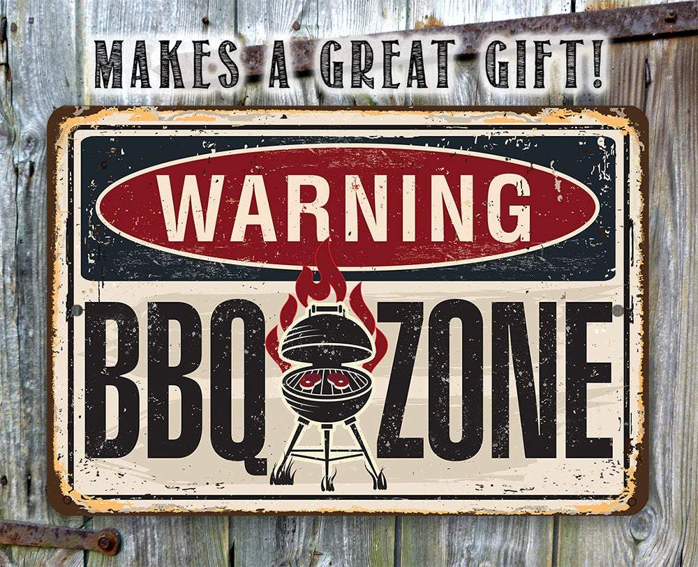 Warning BBQ Zone - Metal Sign