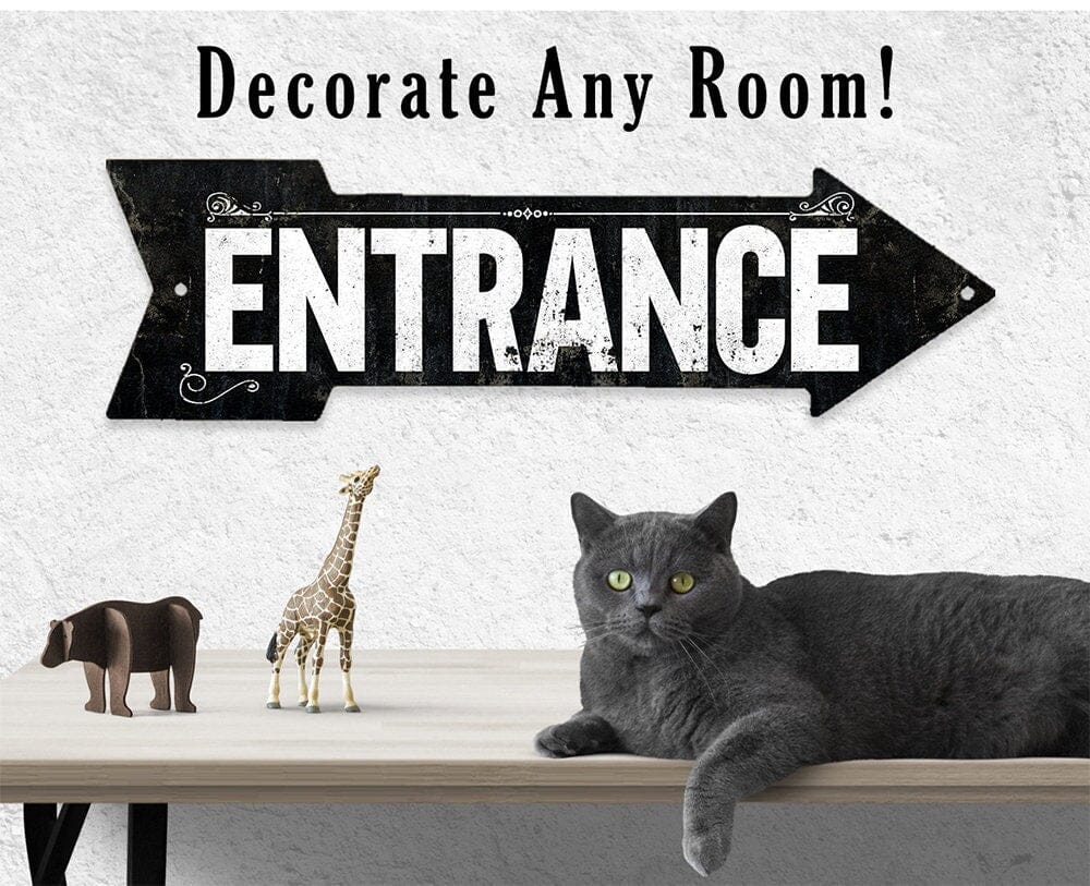 Vintage Entrance - Directional Arrow - Metal Sign