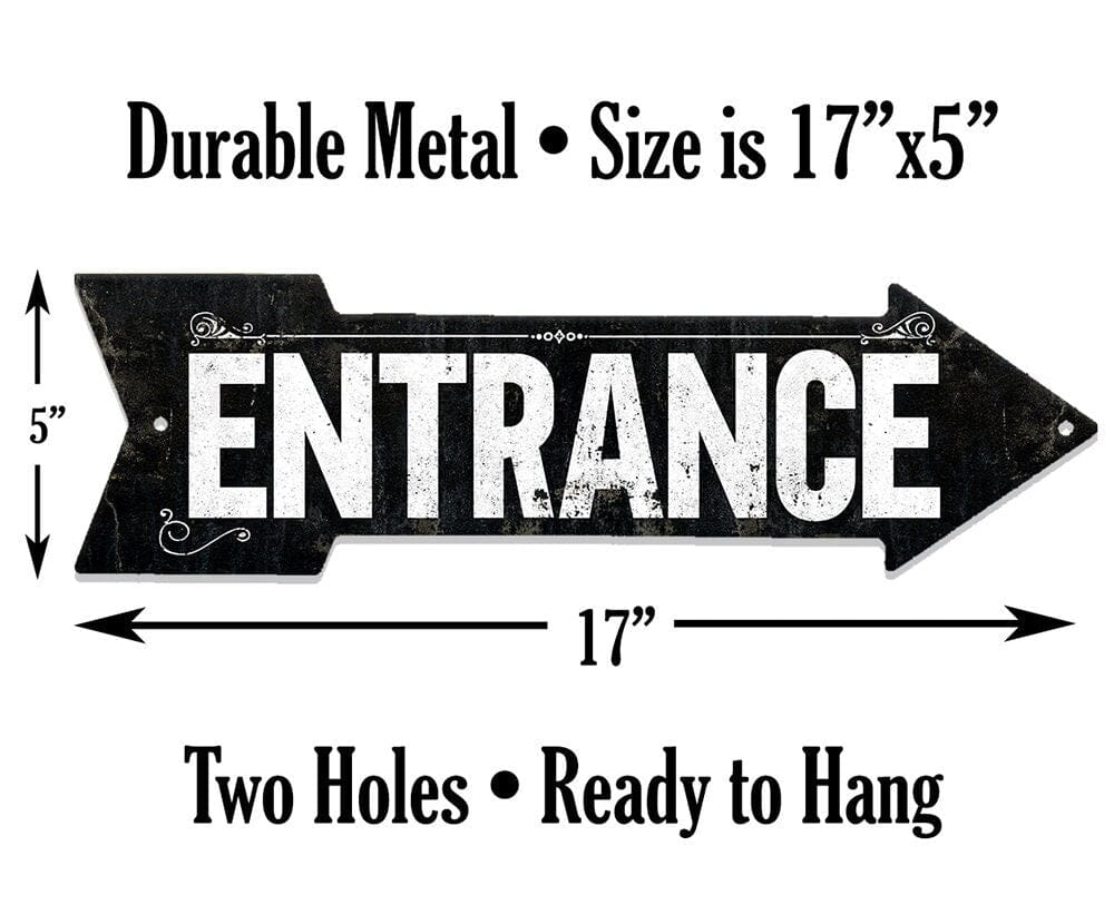 Vintage Entrance - Directional Arrow - Metal Sign