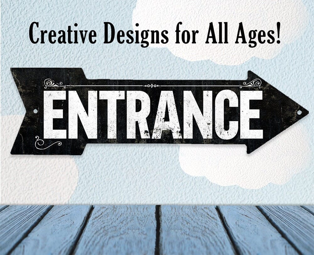 Vintage Entrance - Directional Arrow - Metal Sign