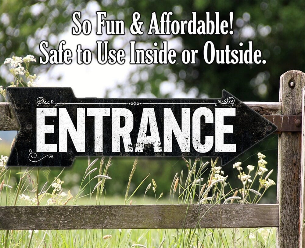 Vintage Entrance - Directional Arrow - Metal Sign