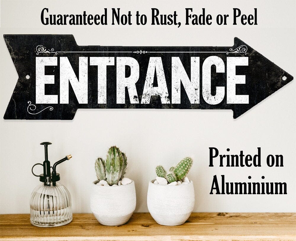Vintage Entrance - Directional Arrow - Metal Sign