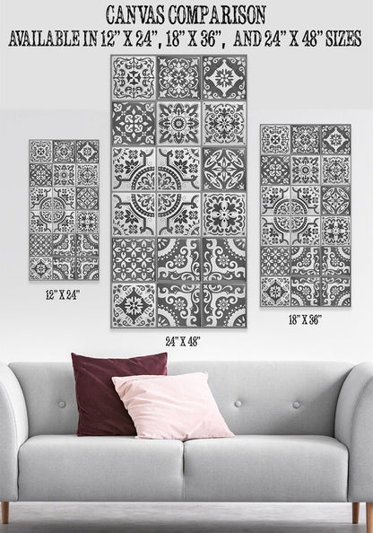 Mexican Tile Grey Shades - Canvas